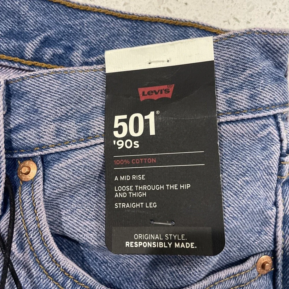 LEVI'S Premium 501 '90's Straight Pink Dye Blue Jeans Men's 29/30 NWT